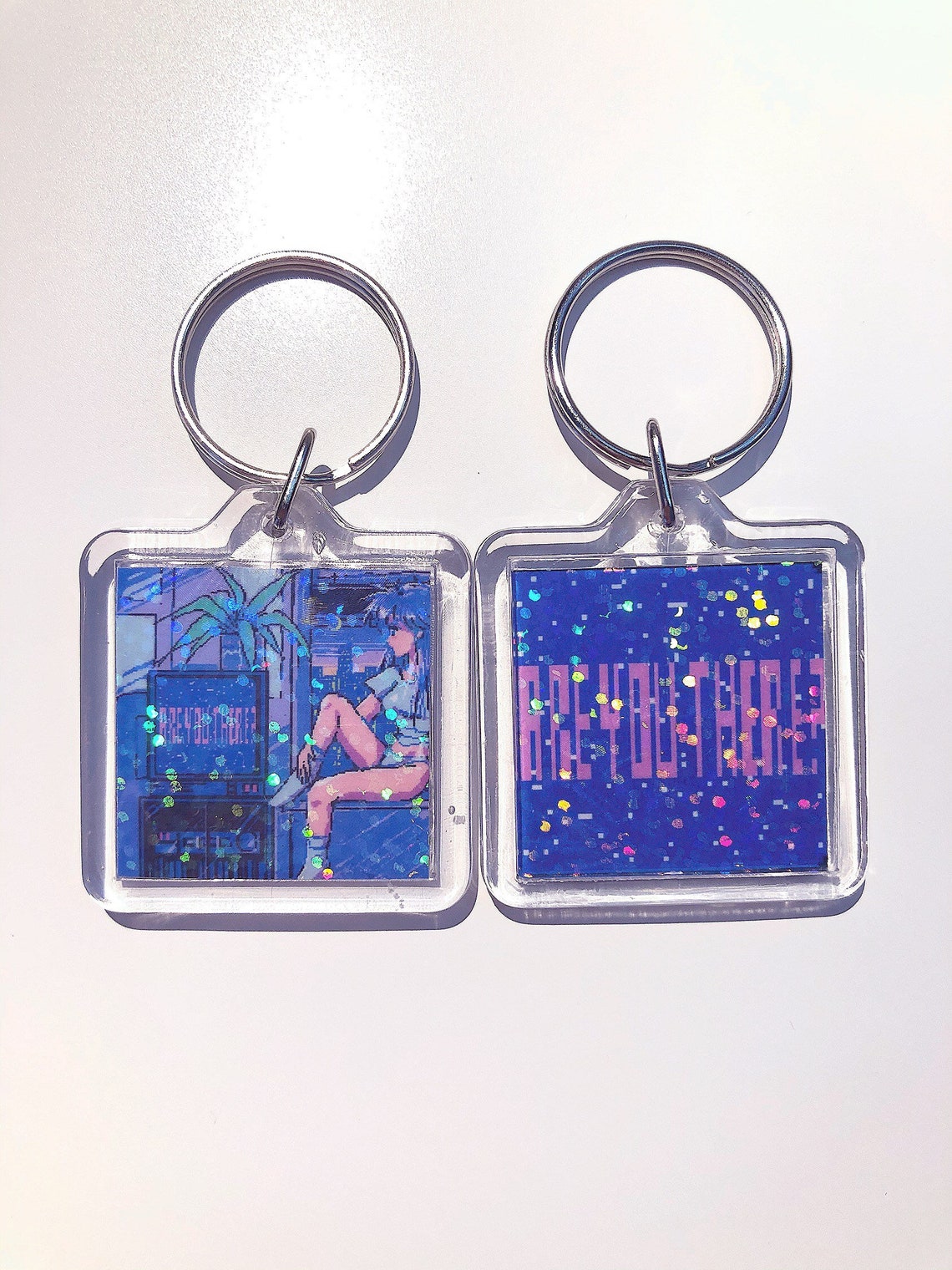 Holographic Acrylic Keychains Etsy