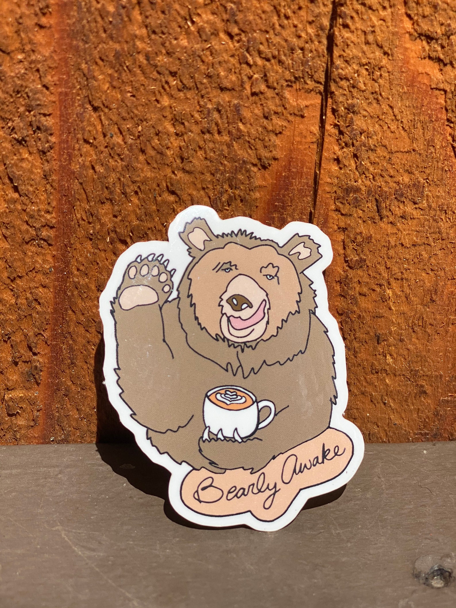 Bearly Awake Bear Coffee Bumper Sticker Tahoe Etsy