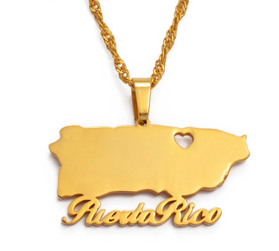Stainless Steel Puerto Rico Map Flag Pendant Necklaces Gold Color PR Puerto  Ricans Jewelry Gift | Wish