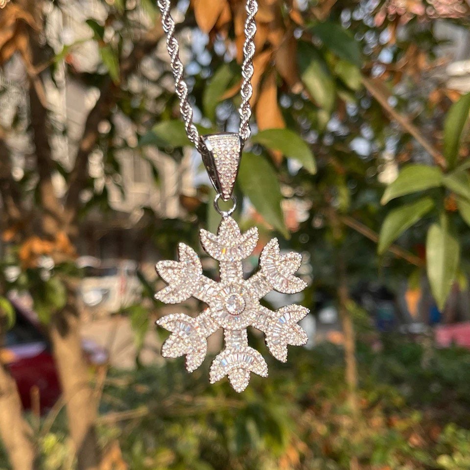 Icy Snow Flake Tennis Choker snowflake Necklace snowflake Charm