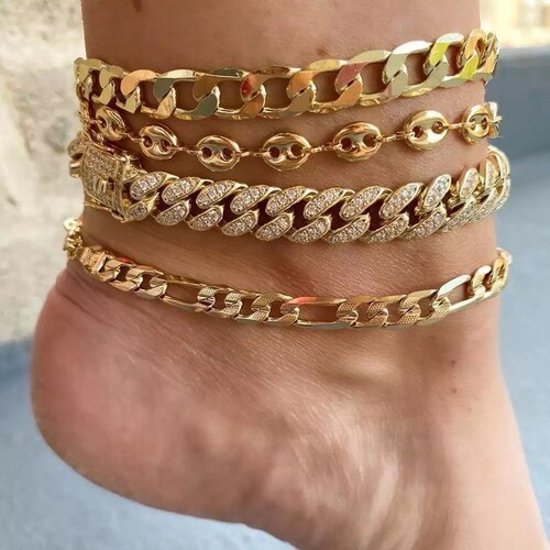 SALE Cuban Anklet 12mm Link Anklet Gold 