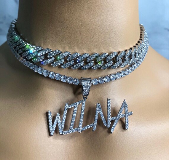 3 Piece Icy Bling Nameplate Luxury Name 