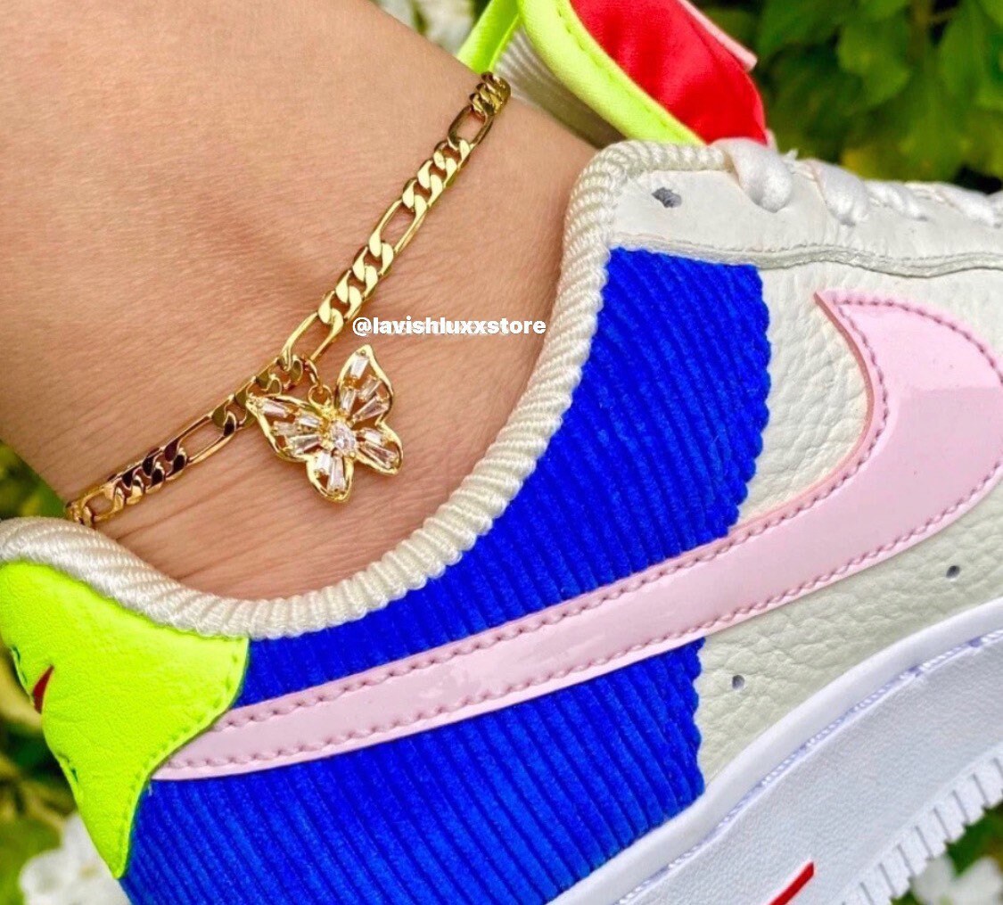 Butterfly Anklet Anklet Gold Anklet Women 18k Gold Plated Etsy
