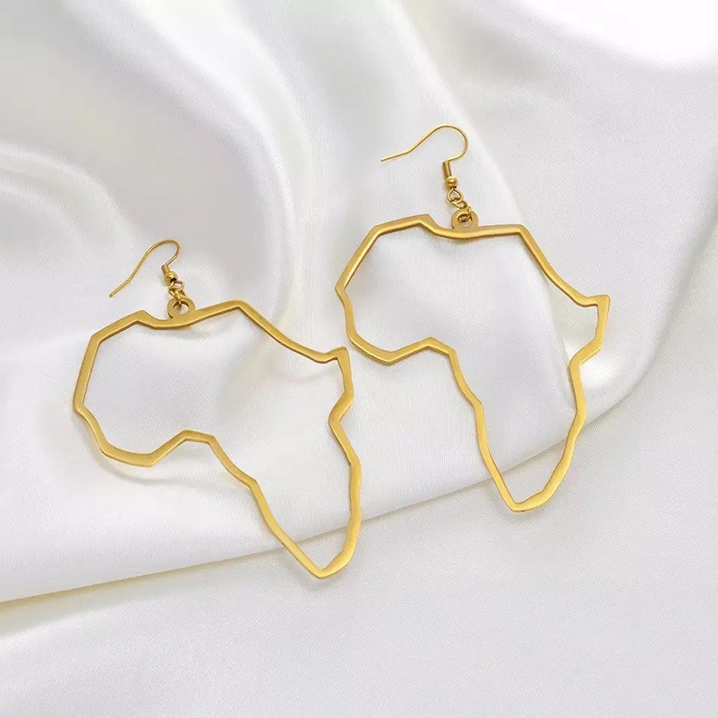 Africa Hoop Earring Africa Map Hoop Earrings African Etsy