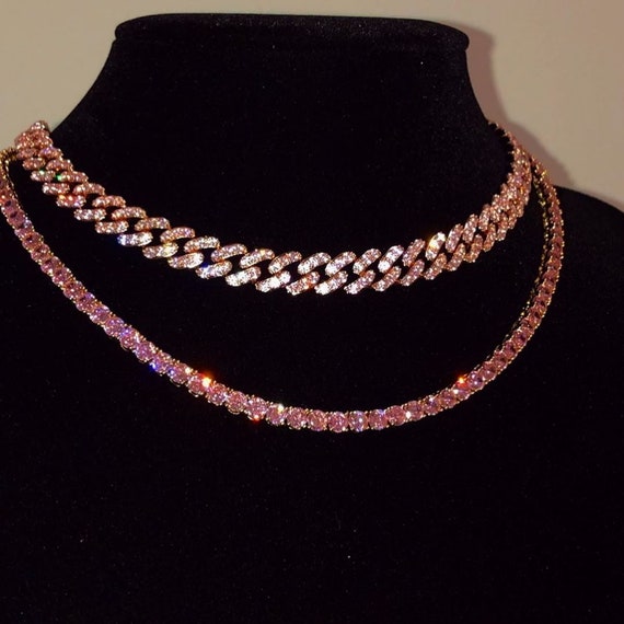 Tennis Necklace and Mini Pink 