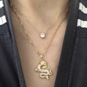 SILVER Dragon necklace , 18k gold plated dragon pendant , dragon charm , dragon jewelry ,fantasy necklace men image 8
