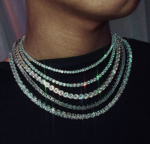 Rhinestone tennis necklace deals
