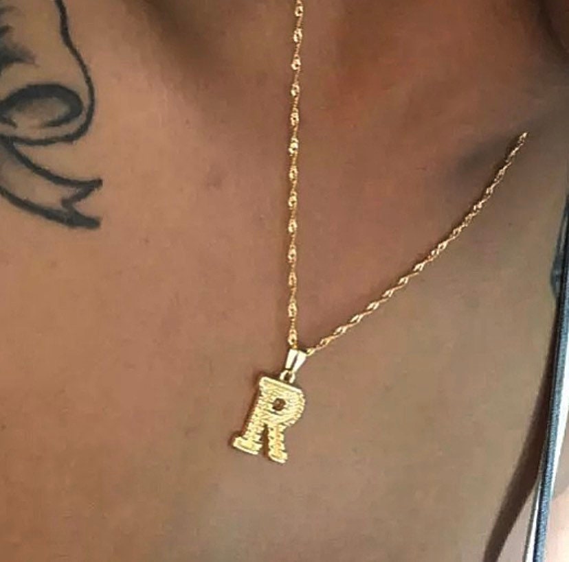 Initial choker necklace 18k gold plated ,Initial necklace ,alphabet n…