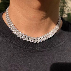 Iced out silver 2024 cuban link chain