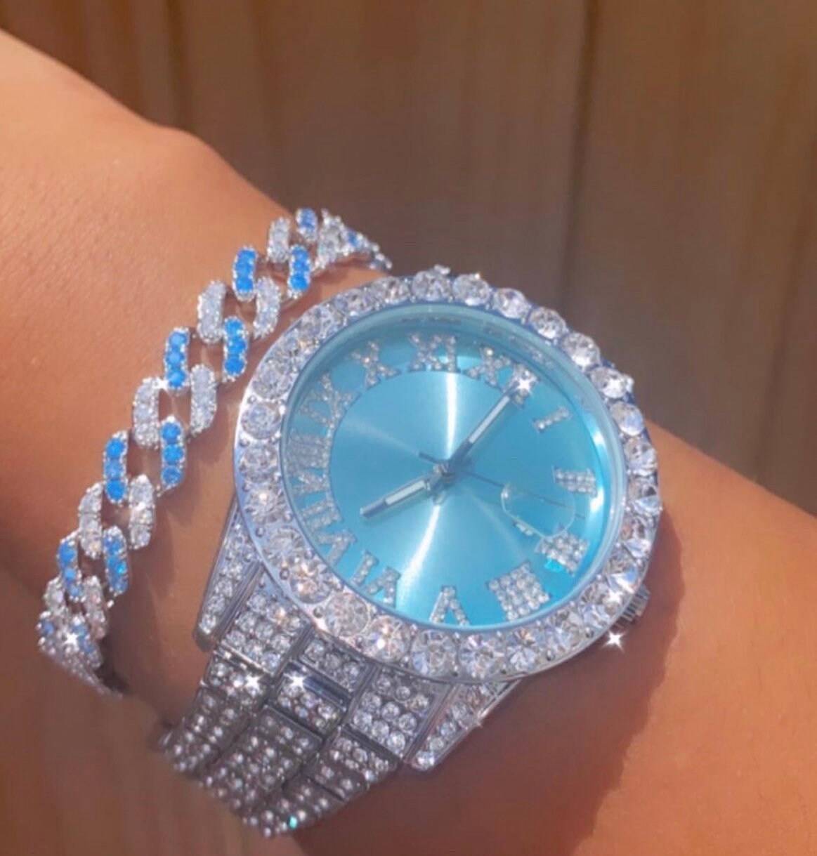 Pink and blue watch sales