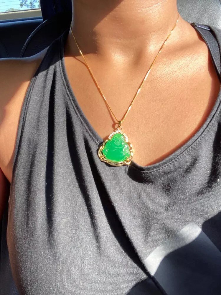 Jade Buddha necklace ,18k gold plated buddha necklace ,buddah necklac…