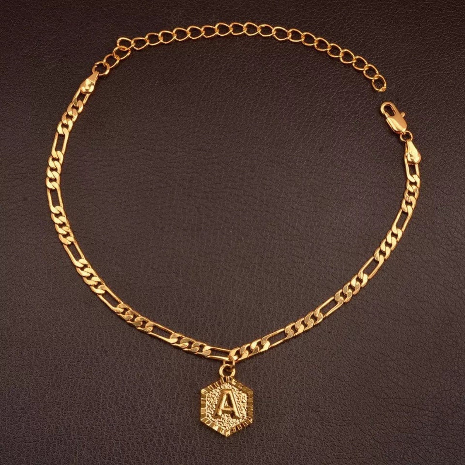 Gold Initial Anklet Anklet Letter initial Charm initial Etsy
