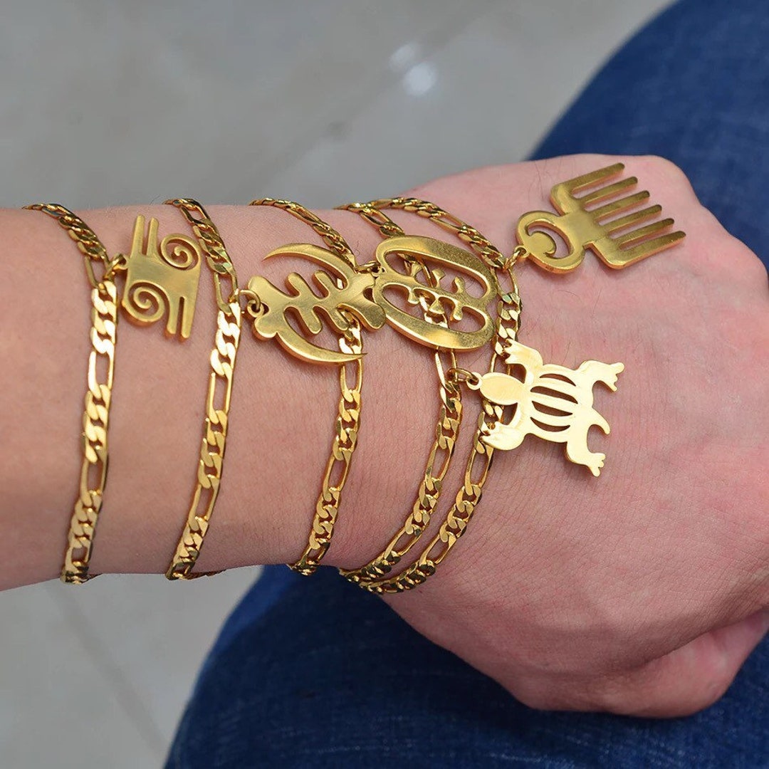 African Symbol Bracelets ,gold Color Africa Bangles ,duafe Adinkra