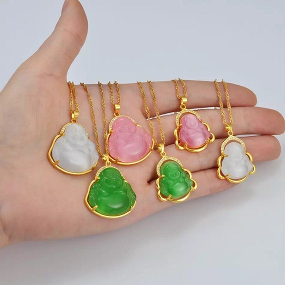 Mini jade deals buddha necklace