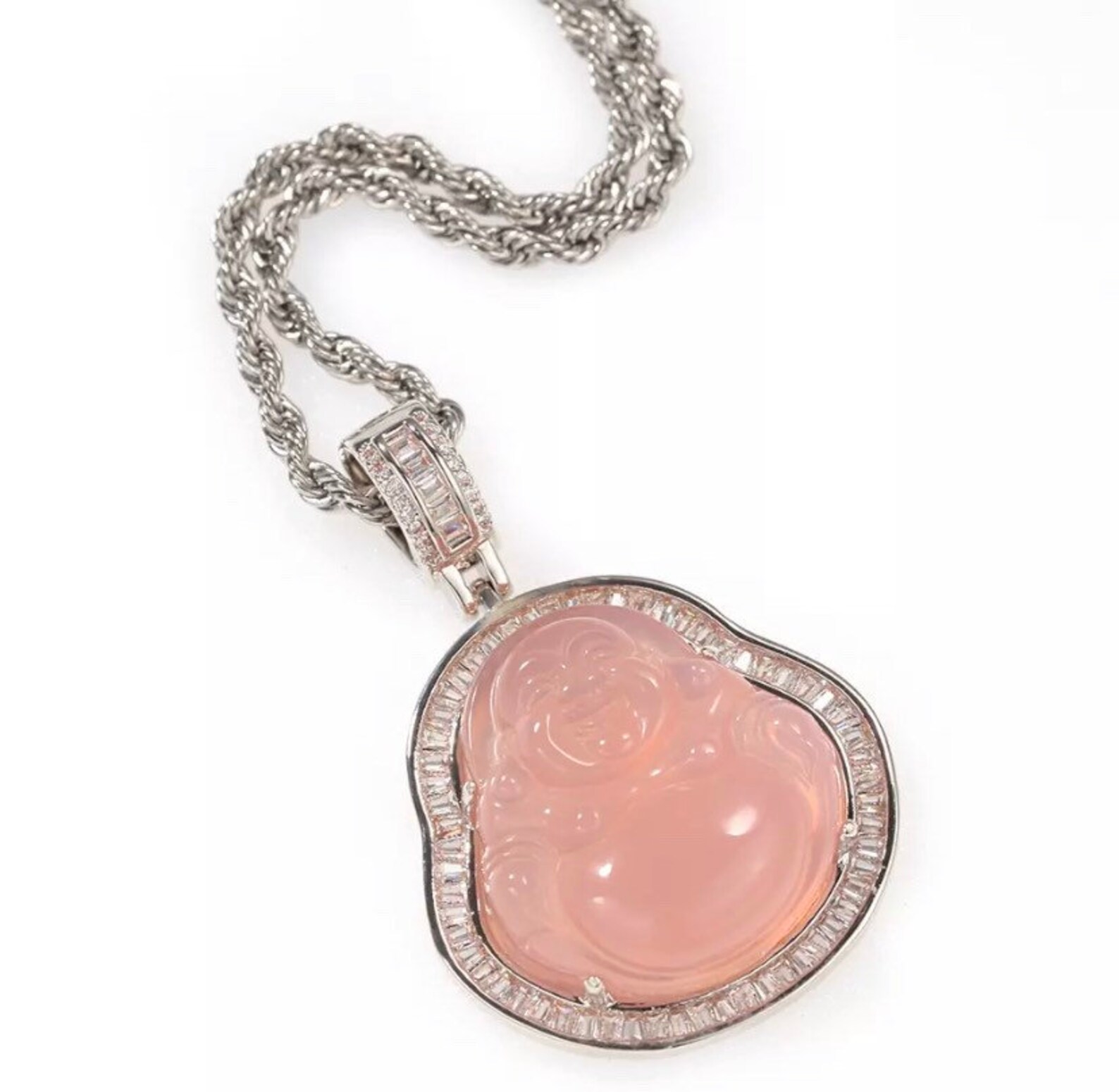 Pink Buddha Necklace 18k Gold Plated Buddha Necklace buddah Etsy