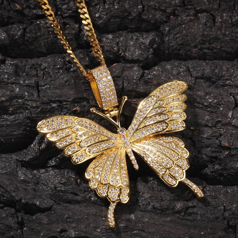 Christmas gift butterfly necklace,butterfly necklace cz butterfly pendant iced butterfly butterfly pendant bling butterfly necklace