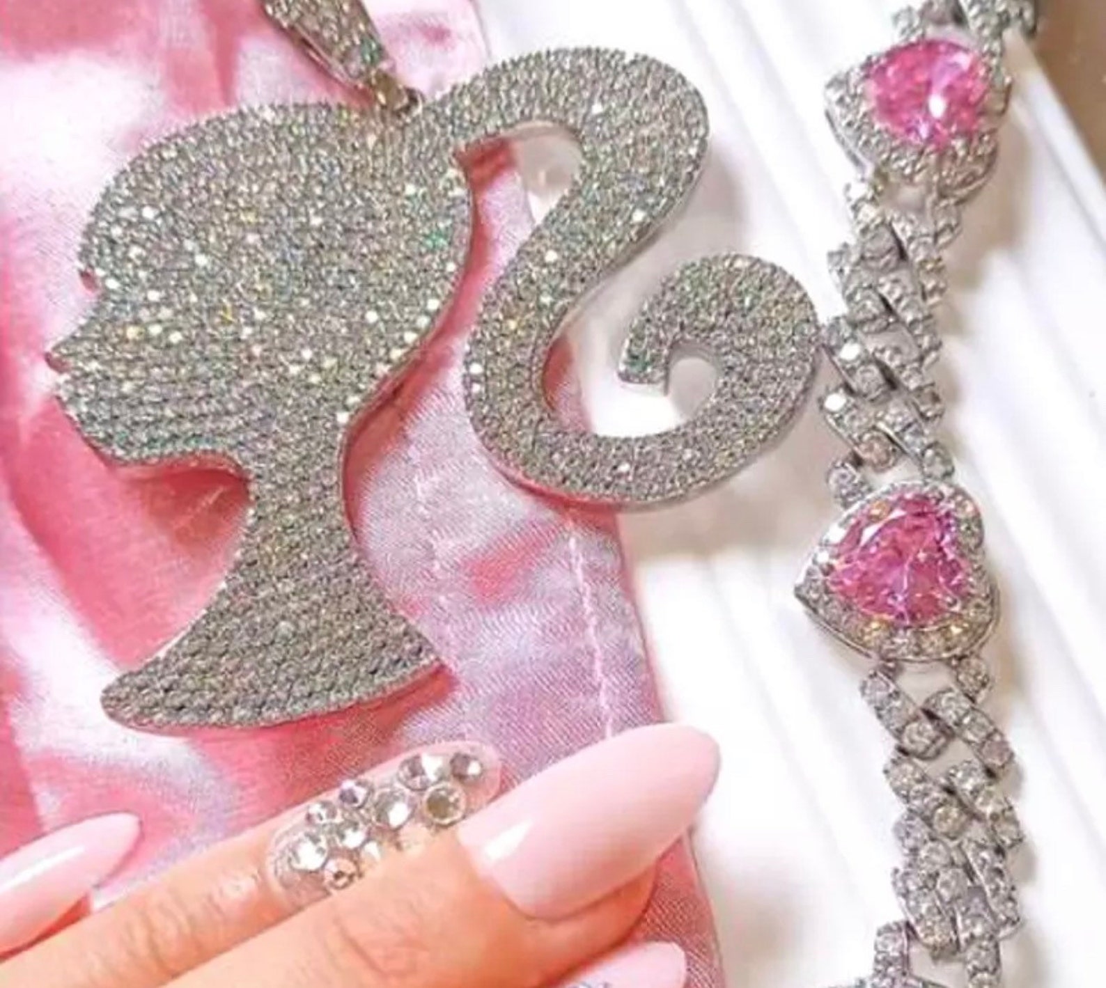 Doll Head Necklace Pendant Icy Girl Head Tennis Chain Doll Etsy