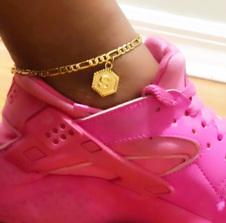 Gold Initial Anklet Anklet Letter initial Charm initial Etsy
