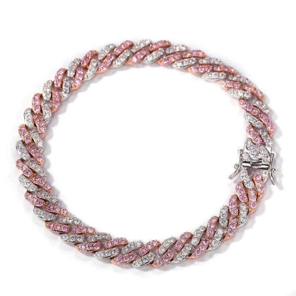 Pink cuban outlet link bracelet