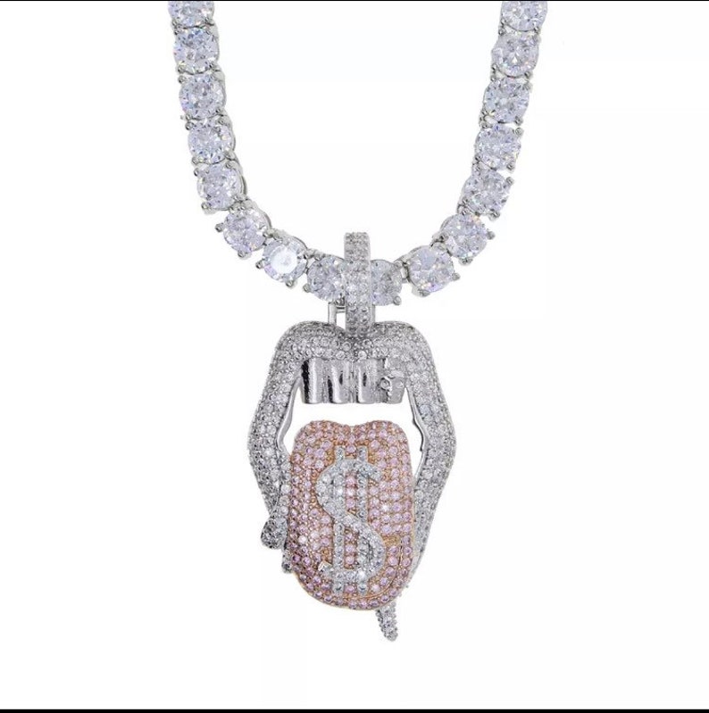 Lip Money Tennis Choker Lip Tongue Necklace Etsy