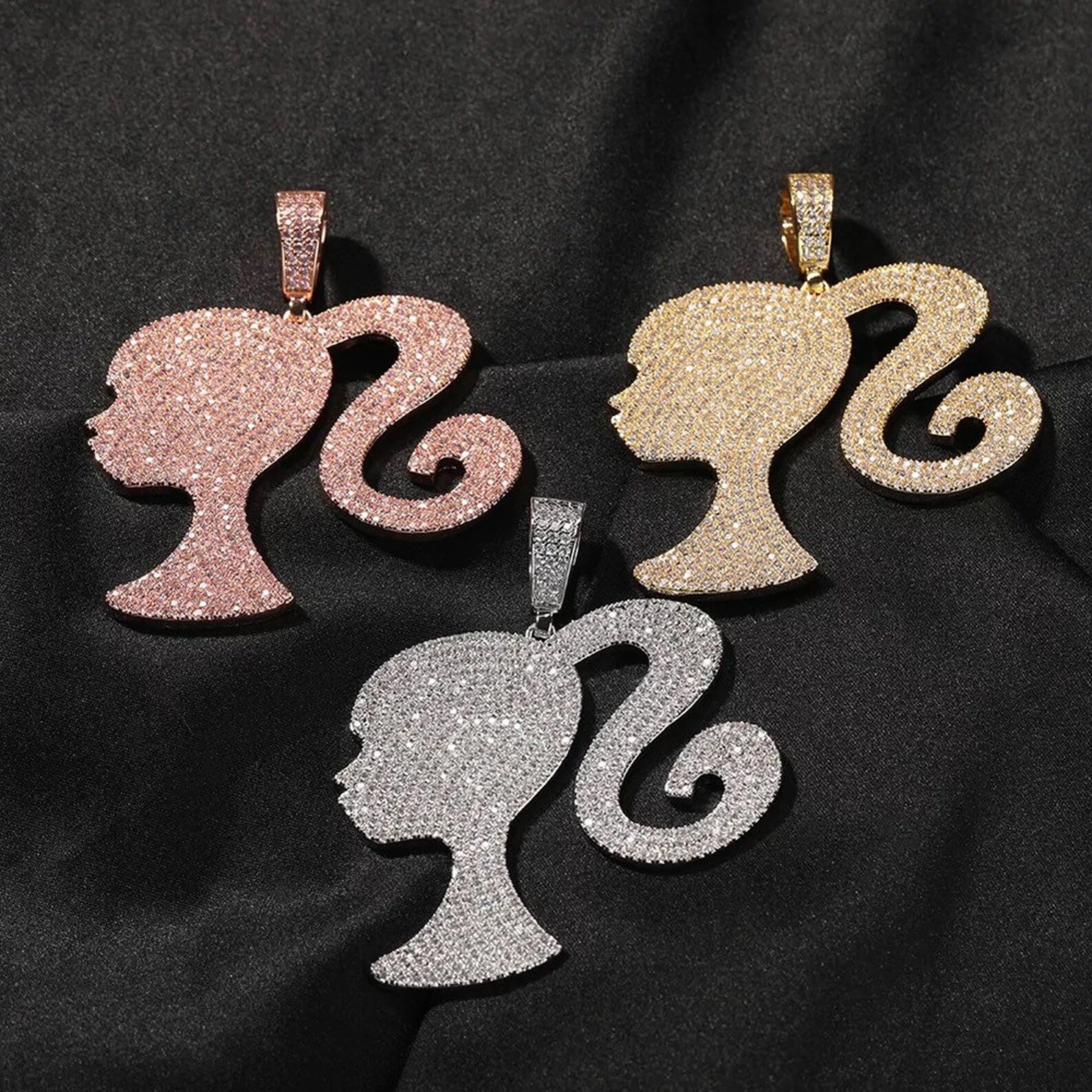 Doll Head Necklace Pendant Icy Girl Head Tennis Chain Doll Etsy