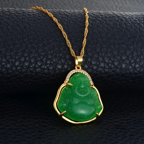 Jade Buddha Necklace 18k Gold Plated 