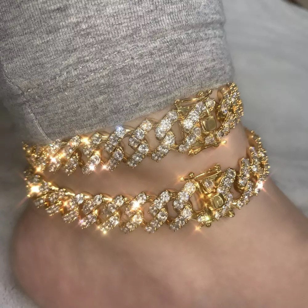 SALE Cuban Anklet 12mm Link Anklet Gold Anklet Men Etsy