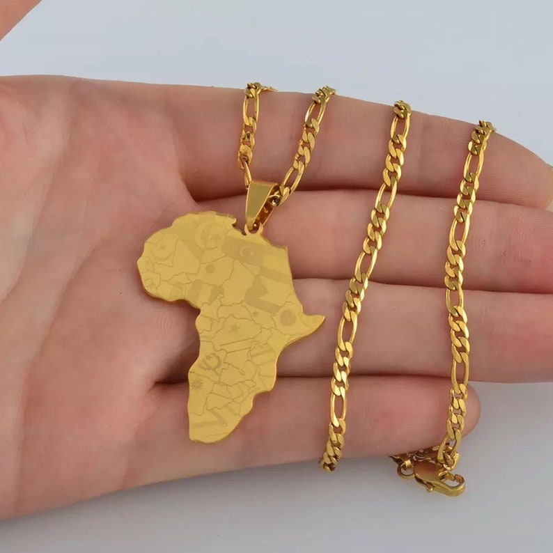Africa Necklace men Africa Necklace gold Africa Map Pendant Etsy