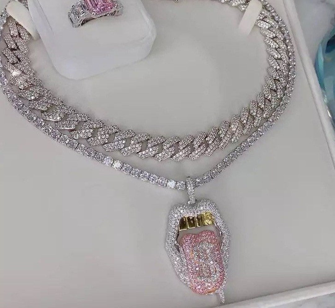 Lip Money Tennis Choker, Lip Tongue Necklace, Mouth Necklace, Go Teeth