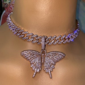 Cuban link chain on sale butterfly