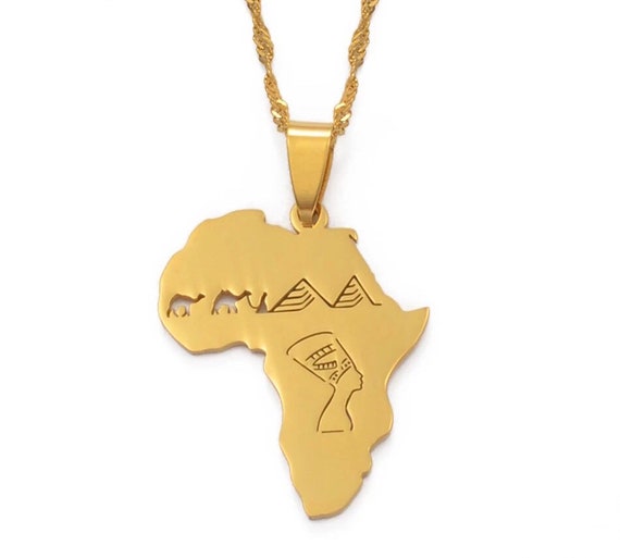 New Men Necklace Country Chain Silver Africa Gold African Map Necklace  Pendant GOLD - Walmart.com