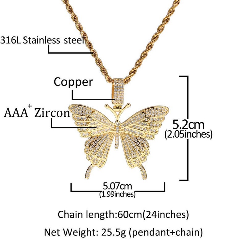 Christmas gift butterfly necklace,butterfly necklace cz butterfly pendant iced butterfly butterfly pendant bling butterfly necklace
