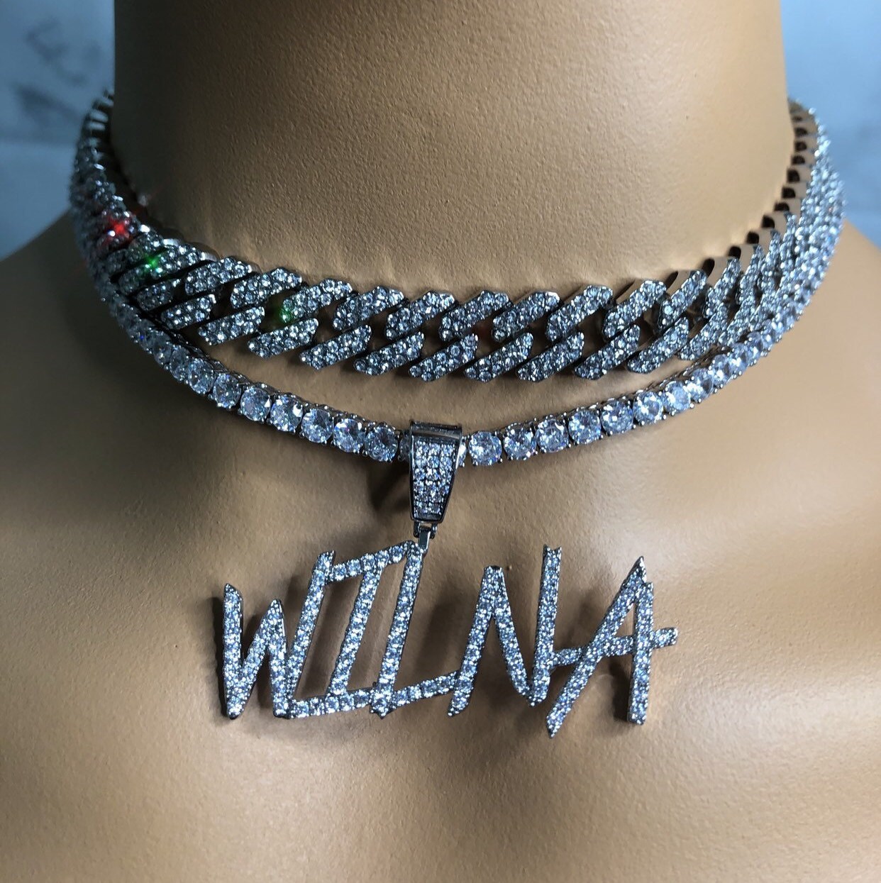 3 Piece Icy Bling Nameplate Luxury Name 