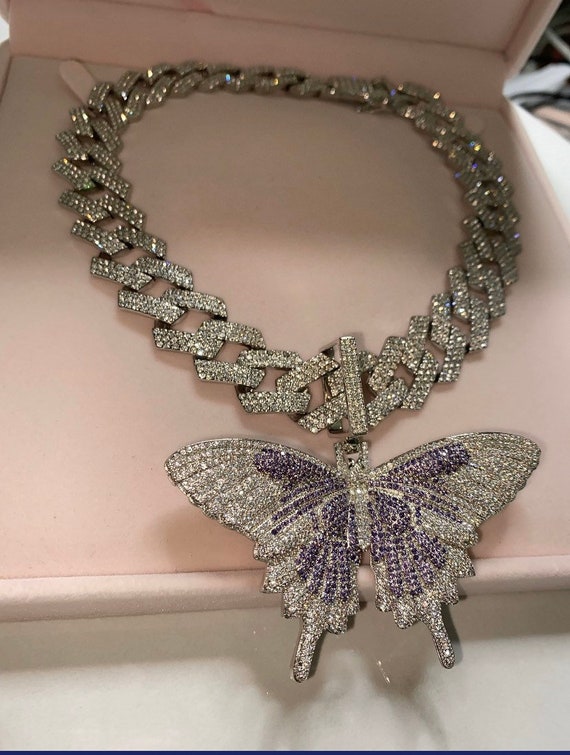 purple bling Butterfly cuban choker purple bling Butterfly cuban choker