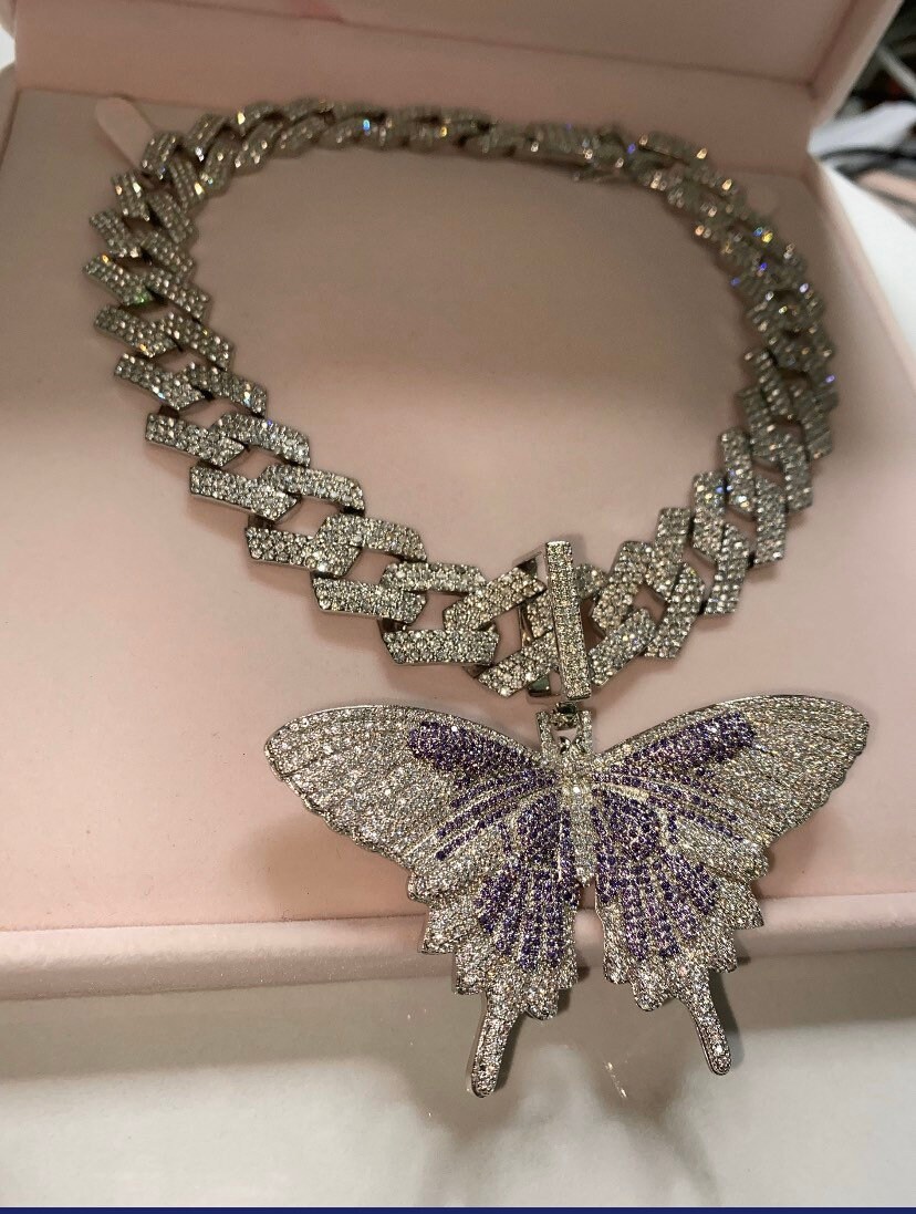 20mm BIG Purple Butterfly Cuban Choker 