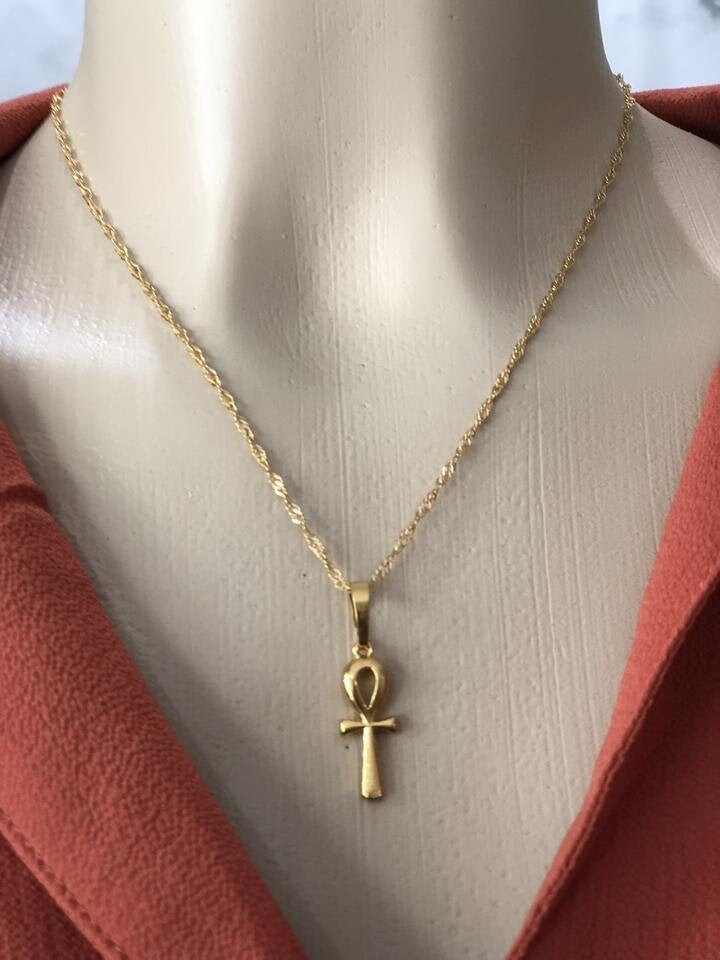ANKH NECKLACE  18k gold plated  ,anhk symbol of life, ankh charm ,ank…