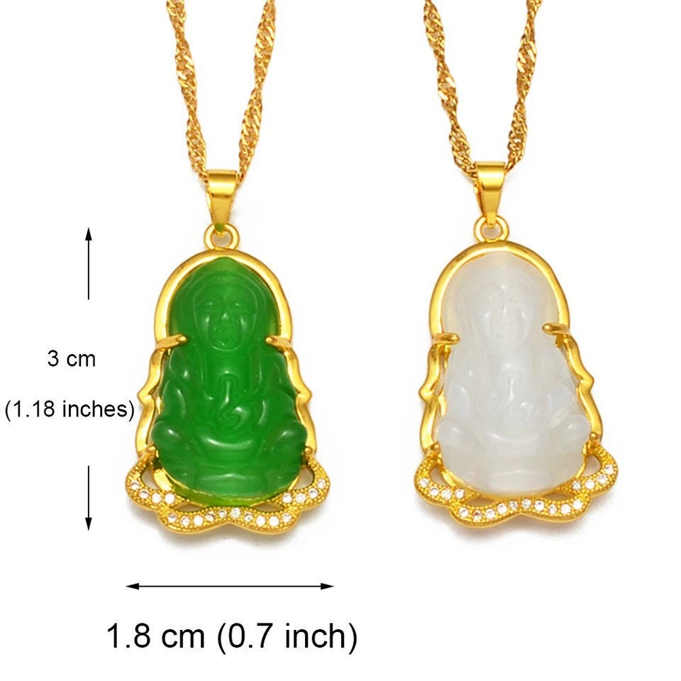 Buddhist Jade Buddha Necklace 18k Gold Plated Buddha Necklace Etsy