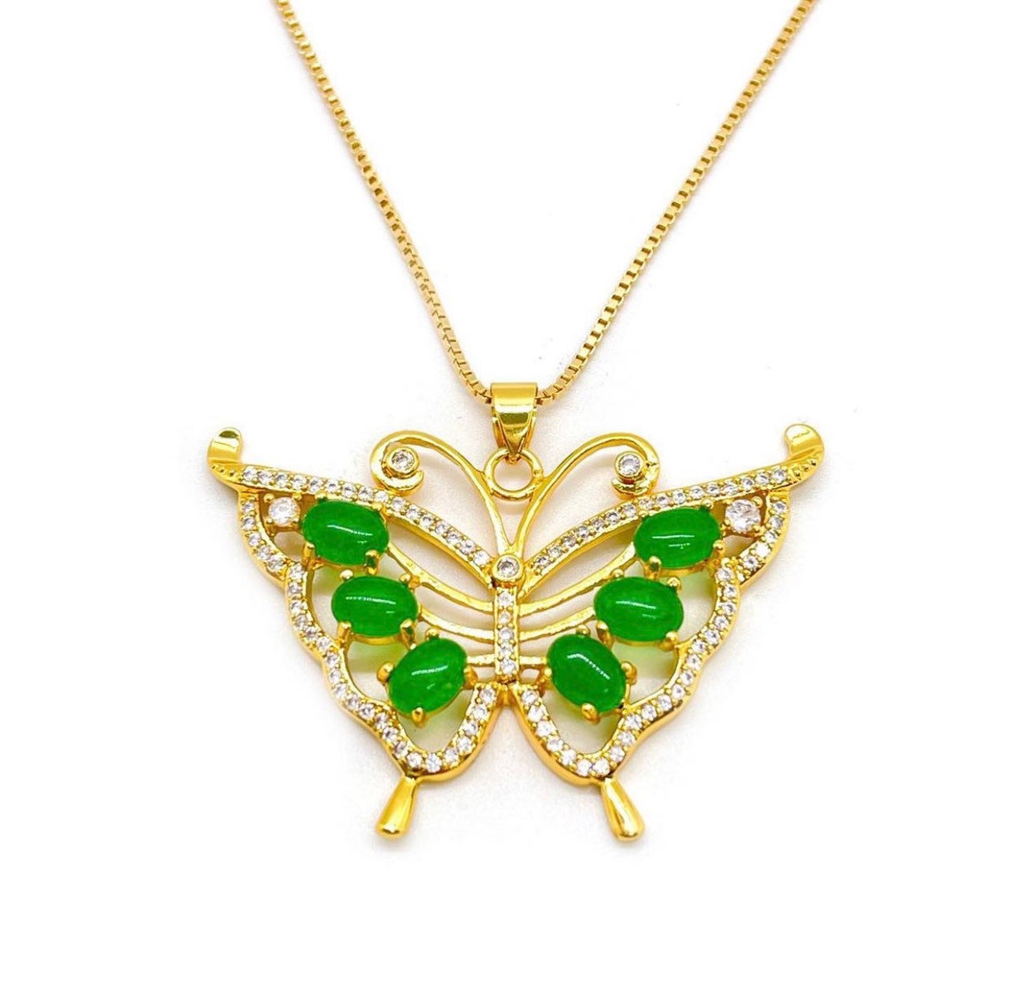 Green Jade butterfly necklace butterfly Jade Necklace Etsy