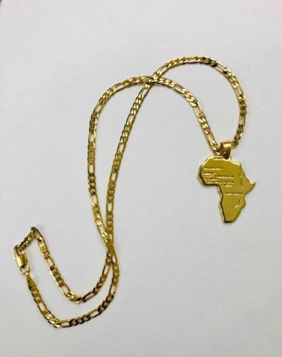 africa necklace ,men Africa necklace ,gold Africa map pendant necklace–  Lavishluxxshop