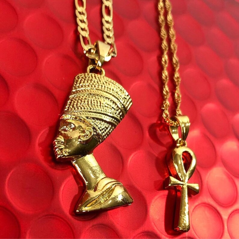 AND FREE CHAIN ankh necklace Nefertiti necklace,2 piece set women ankh Nefertiti necklace mini ankh men ankh, Sale ankh necklace