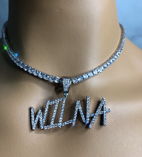 Plate Necklace tennis Bling 
