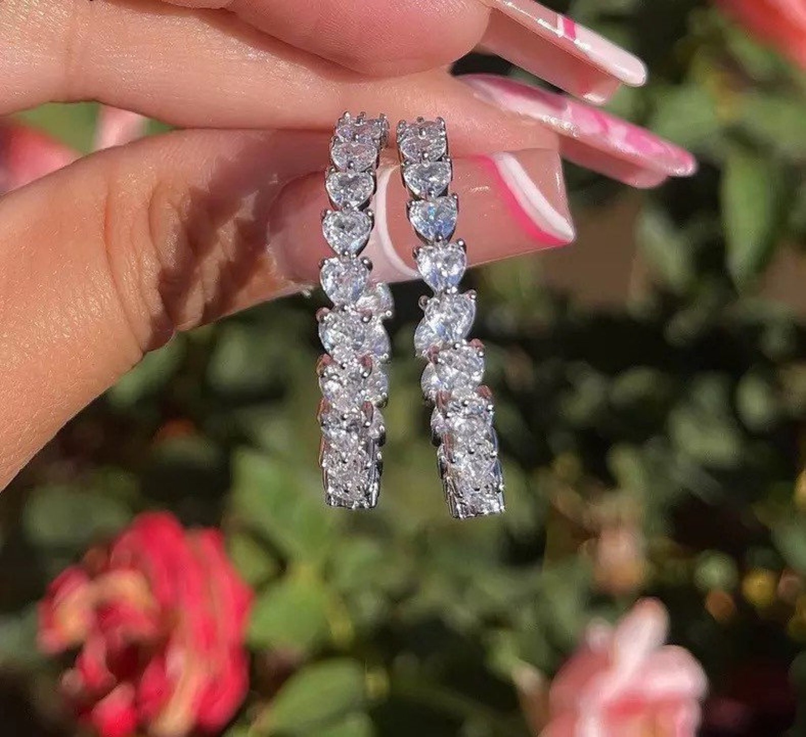 Heart Rhinestone Hoop Earrings Heart Hoop Earrings for Women - Etsy