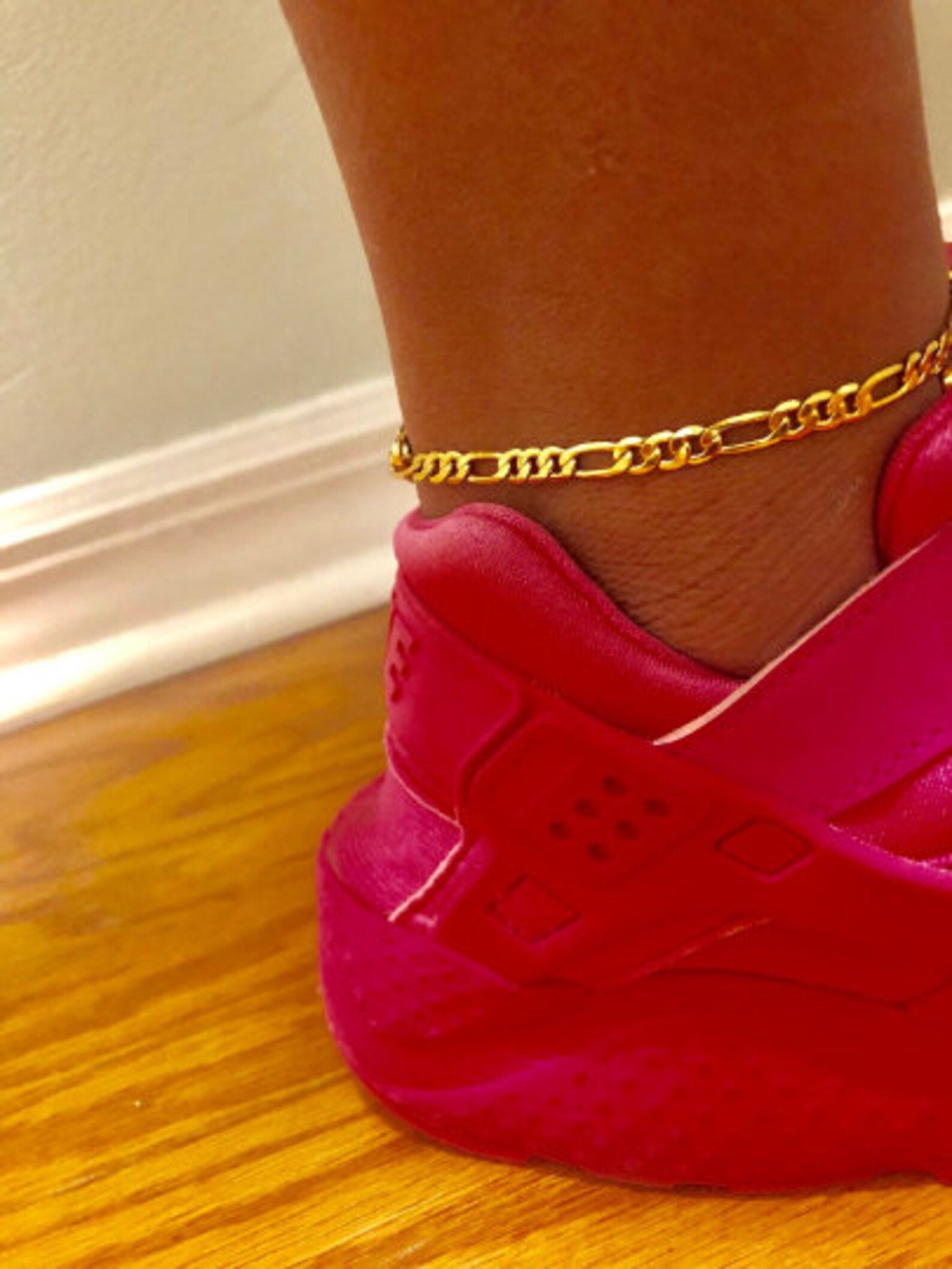 Figaro Anklet Gold Anklet Women 18k Gold Plated Anklet Etsy
