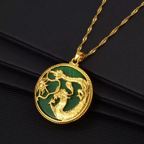SALE Dragon Necklace 18k Gold Plated Dragon Pendant Dragon - Etsy