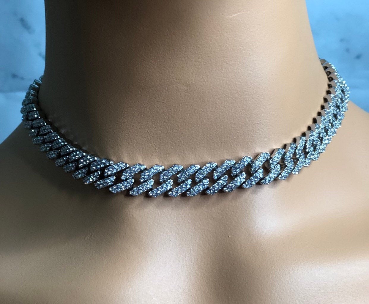 Silver Cuban Link Chain Necklace 