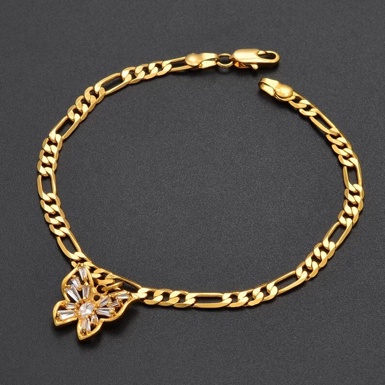 gold plated butterfly anklet