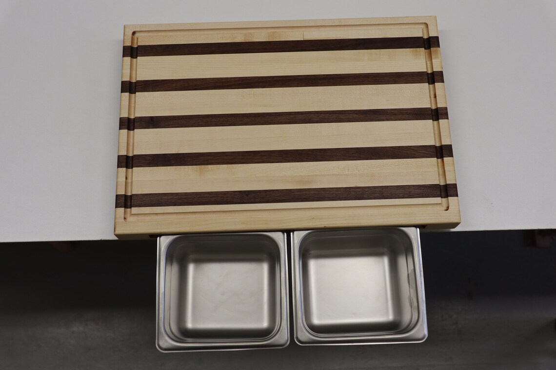 Cutting Board With Storage Bins Etsy