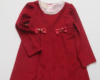 Girl's dress size 104/110, handmade, high-quality designer dress, unique, wine red, for approx. 4-5 years. Feincord full lining
