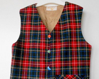 Vest "Andi" Scots wool fabric Boy's vest with beetle buttons size 110/116