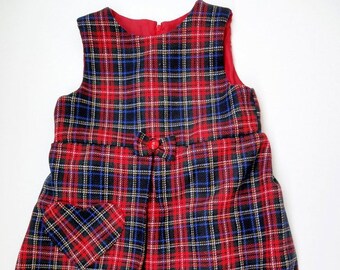 Strap skirt checkered handmade check wool fabric tartan plaid plaid underdress designer dress by Rosenbrief